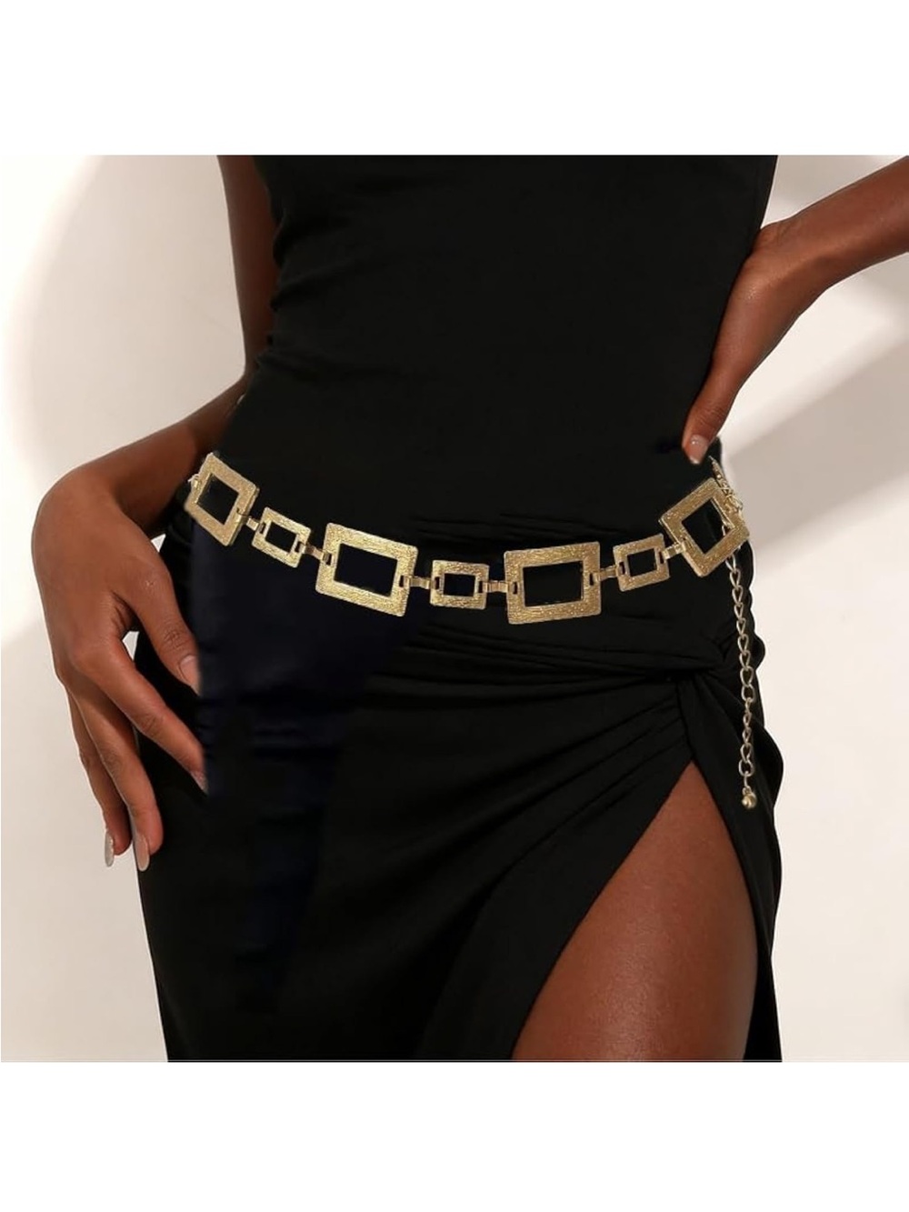Women's 45-inch golden waist chain belt, chains of

Rectangle Waist Adjustable J